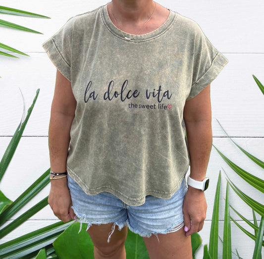 " La Dolce Vita" Washed Cotton Tee