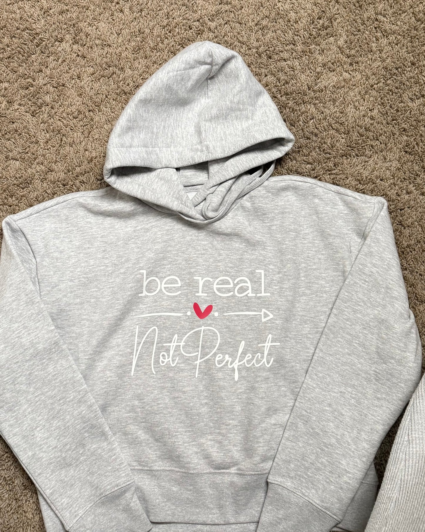 Be Real Not Perfect – Modest Crop Fleece Hoodie