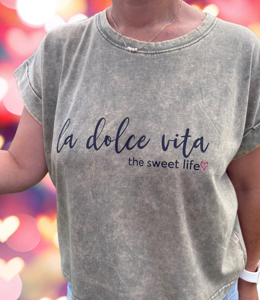 " La Dolce Vita" Washed Cotton Tee